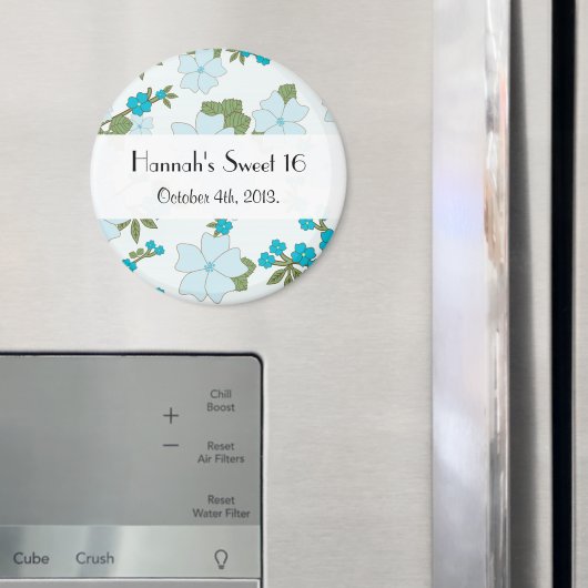 青い花、花のパターン、甘い16 マグネット (インサイチュ (冷蔵庫))