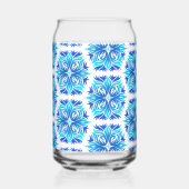 青い花、花の模様、花の模様 ガラス缶 (裏面)