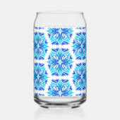 青い花、花の模様、花の模様 ガラス缶 (左)