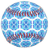 青い花、花の模様、花の模様 ソフトボール (裏面)