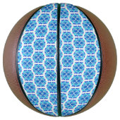 青い花、花の模様、花の模様 バスケットボール (縦)