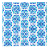 青い花、花の模様、花の模様 フォトキューブ (正面)