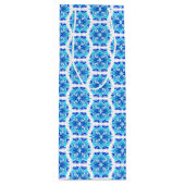 青い花、花の模様、花の模様 ワインギフトバッグ (正面)