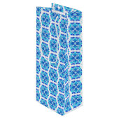 青い花、花の模様、花の模様 ワインギフトバッグ (正面アングル)