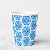 青い花、花の模様、花の模様 紙コップ (正面)