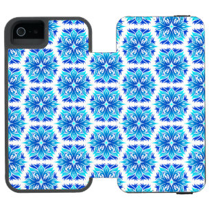 青い花、花の模様、花の模様 iPhone SE/5/5sウォレットケース