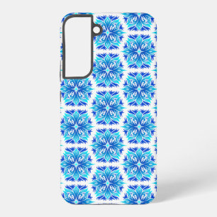 青い花、花の模様、花の模様 SAMSUNG GALAXY S22+ケース