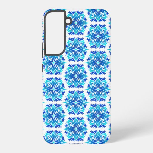 青い花、花の模様、花の模様 SAMSUNG GALAXYケース (裏面)