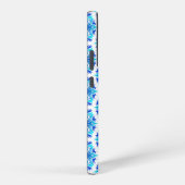 青い花、花の模様、花の模様 SAMSUNG GALAXYケース (右側面)
