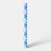 青い花、花の模様、花の模様 SAMSUNG GALAXYケース (左側面)