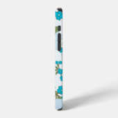 青い花、花柄、あなたの名前 iPhoneケース (左側面)