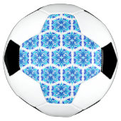 青い花、花柄、フラワーパターン サッカーボール (回転)