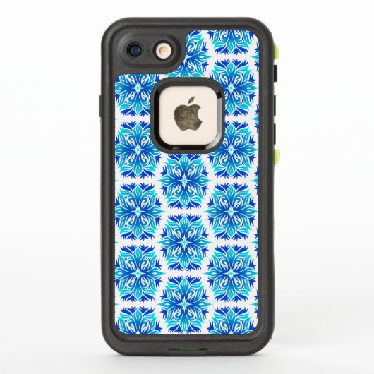 青い花、花柄、フラワーパターン LifeProof iPhoneケース (裏面)