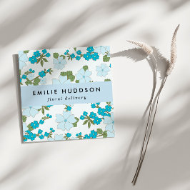 青い花、花柄、花屋、花屋 スクエア名刺