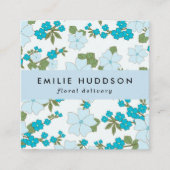 青い花、花柄、花屋、花屋 スクエア名刺 (正面)