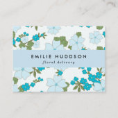 青い花、花柄、花屋、花屋 名刺 (正面)