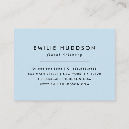 青い花、花柄、花屋、花屋 名刺 (裏面)