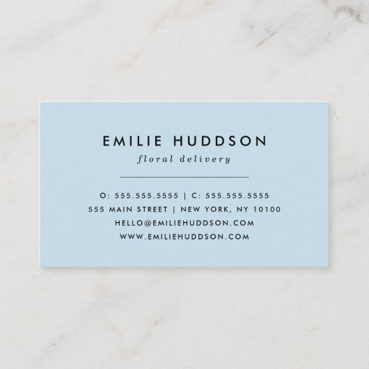 青い花、花柄、花屋、花屋 名刺 (裏面)