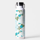 青い花、花柄、花柄 ウォーターボトル (正面)