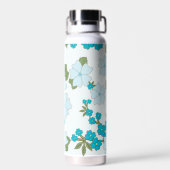 青い花、花柄、花柄 ウォーターボトル (背面)