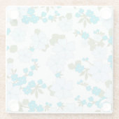 青い花、花柄、花柄 ガラスコースター (裏面)