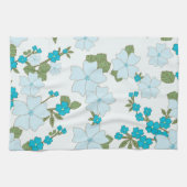 青い花、花柄、花柄 キッチンタオル (横)