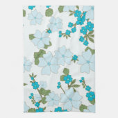 青い花、花柄、花柄 キッチンタオル (縦)