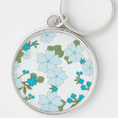 青い花、花柄、花柄 キーホルダー (正面)