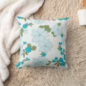 青い花、花柄、花柄 クッション (ブランケット)