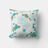青い花、花柄、花柄 クッション (正面)