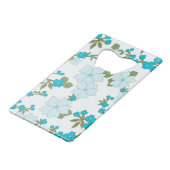 青い花、花柄、花柄 クレジットカード栓抜き (裏面アングル)