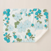 青い花、花柄、花柄 シェルパブランケット (正面(横))