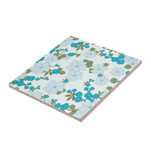 青い花、花柄、花柄 タイル (側面)