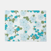 青い花、花柄、花柄 ドアマット (正面)