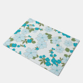 青い花、花柄、花柄 ドアマット (アングル)