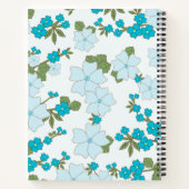 青い花、花柄、花柄 ノートブック (裏面)