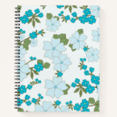 青い花、花柄、花柄 ノートブック (正面)