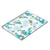 青い花、花柄、花柄 ノートブック (左側)