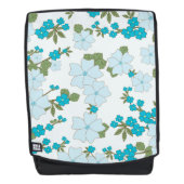 青い花、花柄、花柄 バックパック (正面)