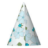 青い花、花柄、花柄 パーティーハット (裏面)