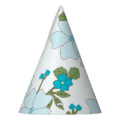 青い花、花柄、花柄 パーティーハット (左)