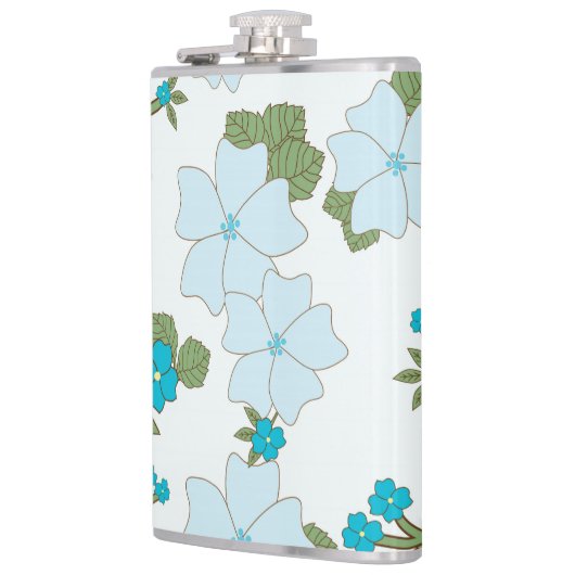 青い花、花柄、花柄 フラスク (左)