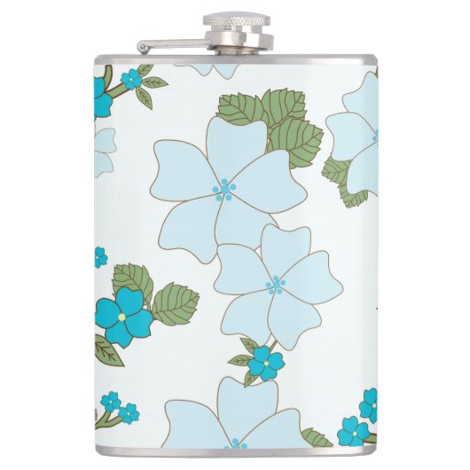 青い花、花柄、花柄 フラスク (正面)