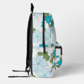 青い花、花柄、花柄 プリントバックパック (左)