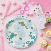 青い花、花柄、花柄 ペーパープレート (パーティー)