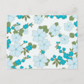 青い花、花柄、花柄 ポストカード (正面)