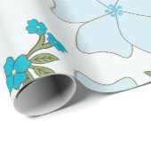 青い花、花柄、花柄 ラッピングペーパー (ロールコーナー)