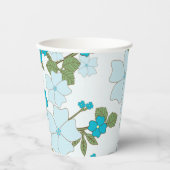 青い花、花柄、花柄 紙コップ (正面)