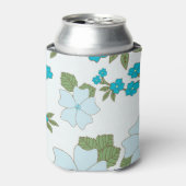 青い花、花柄、花柄 缶クーラー (缶正面)