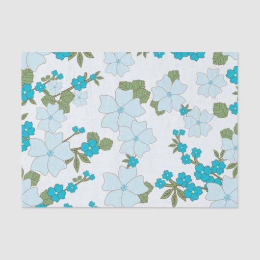 青い花、花柄、花柄 薄葉紙 (正面)